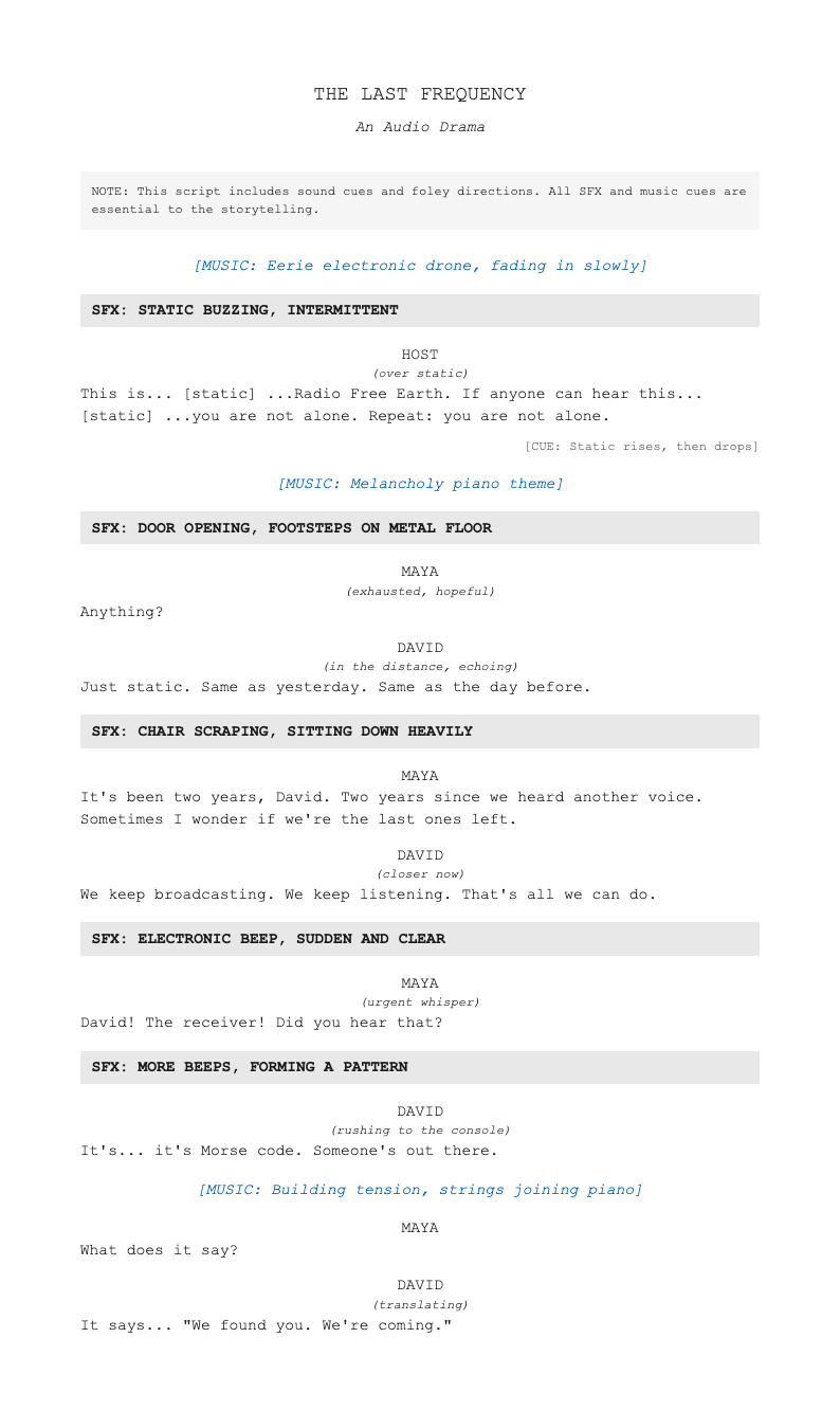 Radio drama stage play script
